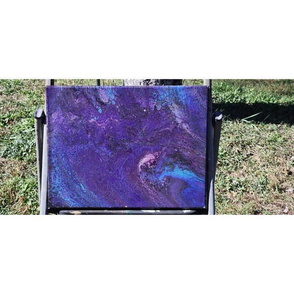 Violet Nebula Purple & Blue Galaxy Abstract – 14x11 Handmade Fluid Art - Picture 1 of 1